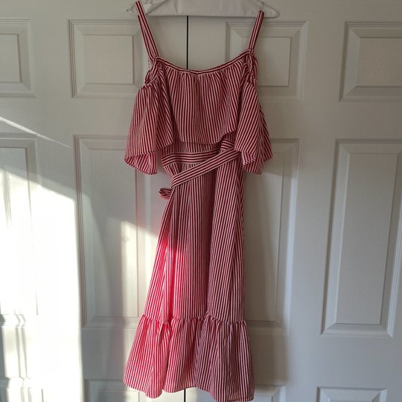 Club Monaco Daphins Red Stripe Dress - Picture 7 of 7